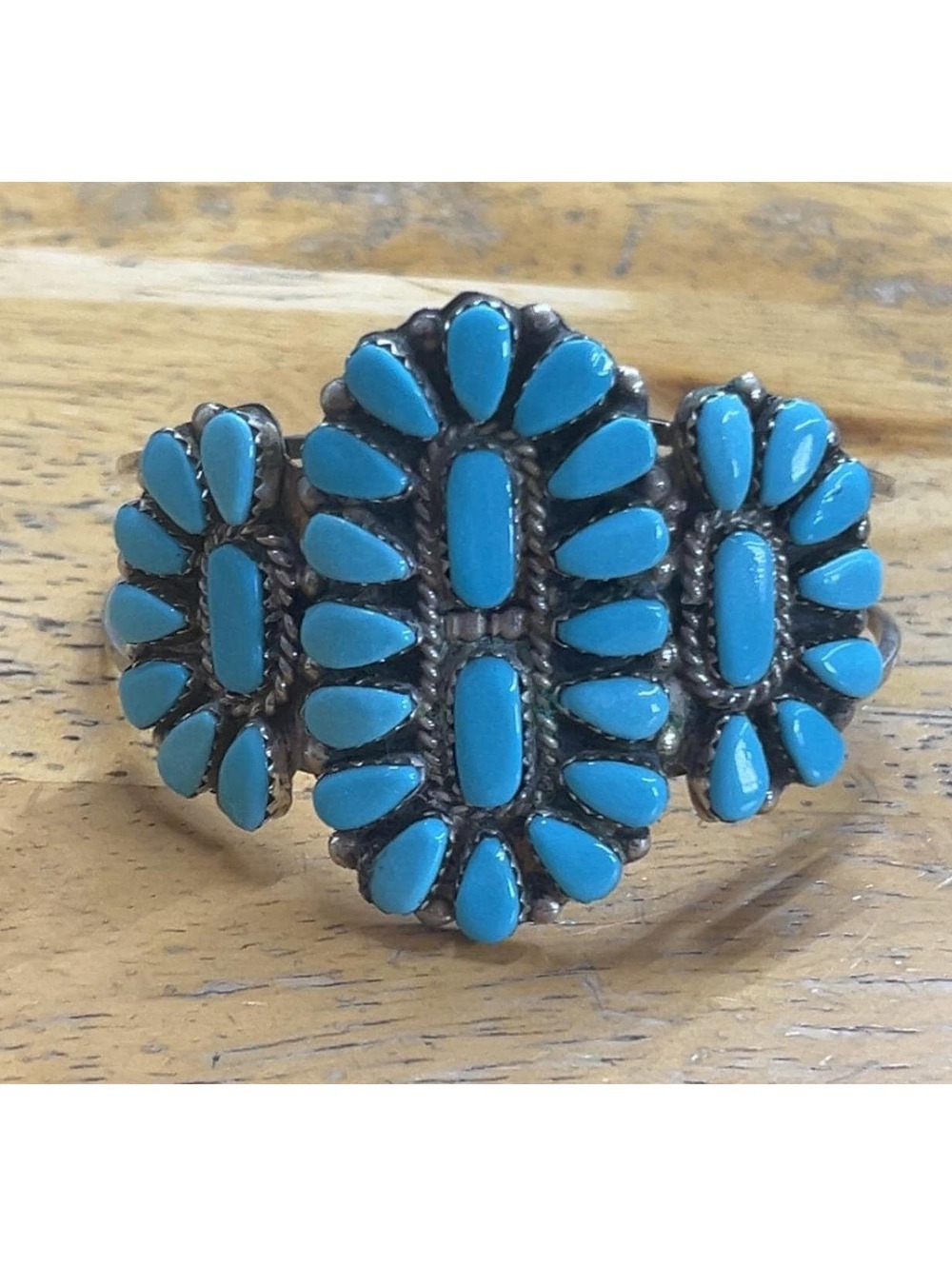 Navajo jewelry handmade sterling silver turquoise cluster bracelet/Cuff -Benally